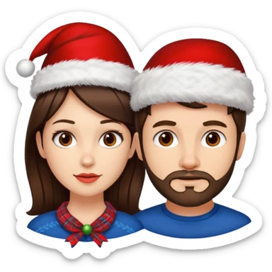 SCOTTISH MAN WITH STUBBLE AND BRUNETTE WOMAN WITH XMAS HAT sticker