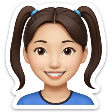 Asian Thai girl, brunette, ponytail, wide nose sticker