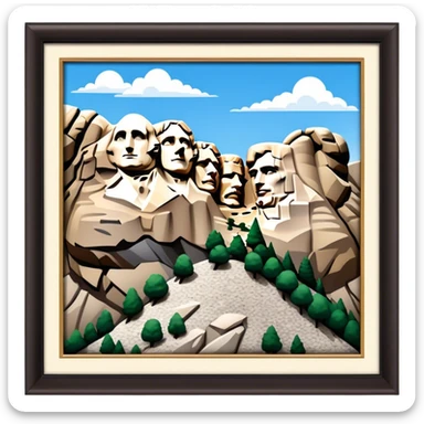 Mount Rushmore Landmark Emoji – Displaying the carved faces of four U.S. presidents in the granite mountainside. sticker