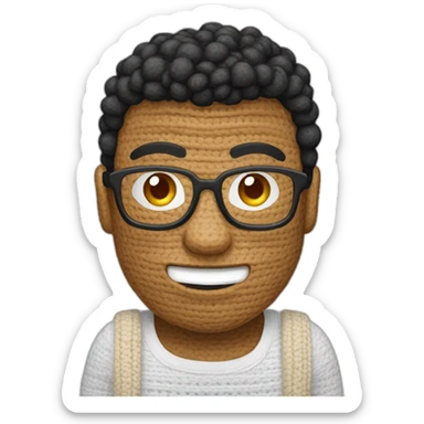 Manos tejiendo crochet sticker