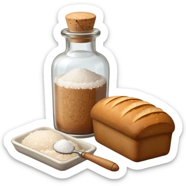  a one victorian bottle of salt and a loaf of bread - crochet needles and a ball of wool sticker