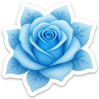 Create an emoji style image of a blue icy rose with a gradient color effect and no background. Maintain the emoji style look with smooth gradient colors transitioning on the petals and icy texture. sticker