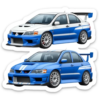 Mitsubishi lancer Evo viii blue and white sticker