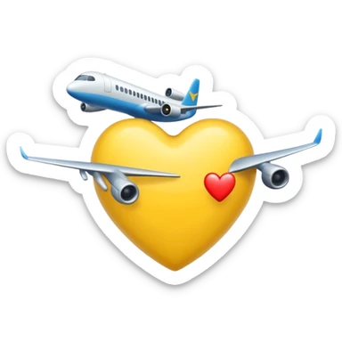 yellow heart with an airplane sticker
