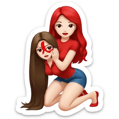 Sexy long hair lady white skin kneeling being spanked on her big bud sticker