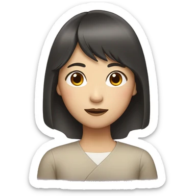 asian woman with bang and brown long hair sticker