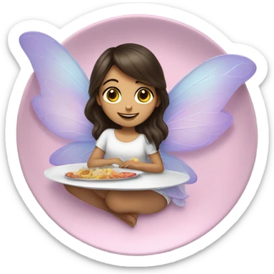Brunette girl with fairy wings laying on a platter sticker