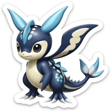 Black and white smooth glossy soft hot spotted Meloetta-Dialga-Orca-Giratina-Noibat-Pokémon-Fakémon-fusion-hybrid-creature sticker