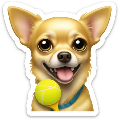 yellow chihuahua with a pickleball paddle sticker