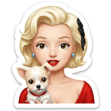 Marilyn Monroe, with dog sticker