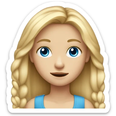 Girl 10 years old. Long blond hair. Big blue eyes. sticker