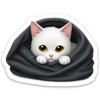 Black cat cozy in a blanket sticker