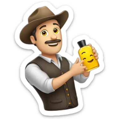 Hombre calvo con botella de perfume sticker