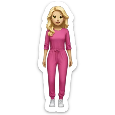 Woman blond hair dark pink full body jumpsuit sticker