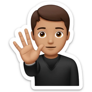 Un homme habillé en noir qui fait le signe 4 avec ça main  sticker