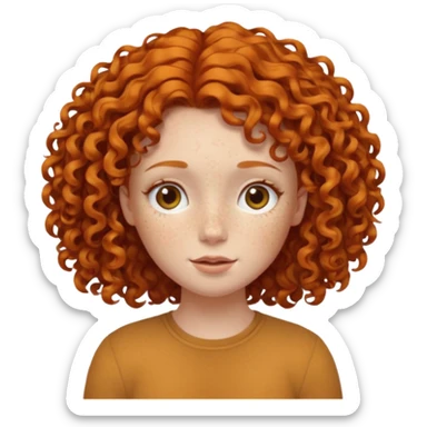 A ginger girl with curly hair in this style 👩🏼‍🦱 just the head no body sticker