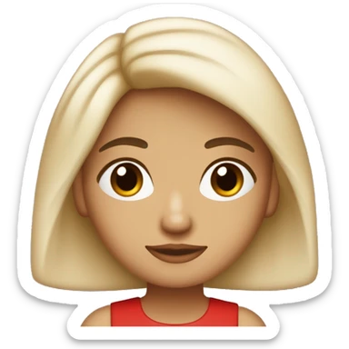 chica blanca con cabello semi rojo con y castaño claro con ojos cafe fuerte y labios semi rojizos  sticker