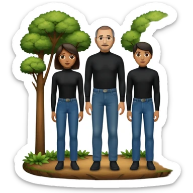 create a founder mode emoji like steve jobs having a 100 executive retreat in the woods represent the outdoors and the 100 top employees

 sticker