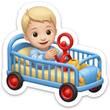 baby in bid with toy car







 sticker