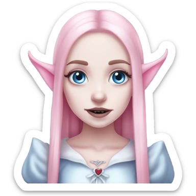 Cute spooky CUTE pink pale vampire teeth pretty pink eyebrows vampire goth princess elf ears blue eyes whole body sticker