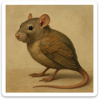 creative hybrid animal combining a rat and a bird, natural colors, simple background sticker
