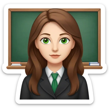 Ironic  female teacher with long Brown hair and Green eyes sticker