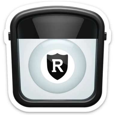 riot shield black with white RCR text and glass viewing window sticker