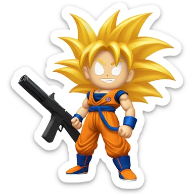 Super saiyan Goku with a gun sticker