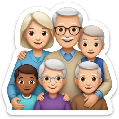 multigenerational family with grandparents, parents and children sticker