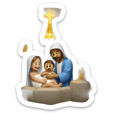 Portal de Belén con el nacimiento del niño Jesús  sticker