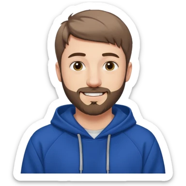 Draw MrBeast in casual hoodie with short hair, french cut beard & friendly smile. sticker