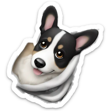 Black-white puppy corgi cardigan in a blanket sticker