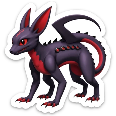 Gothic Edgy Badass Cool Genesect-Umbreon-Salandit-Fakémon-hybrid-creature (full body)  sticker