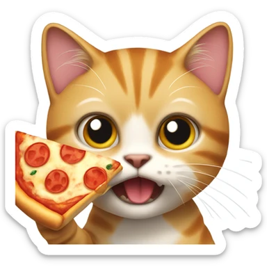 Cat eating a pizza in in one bite sticker