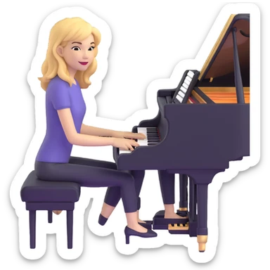 Michelle Monaghan with honey blonde hair playing piano sticker