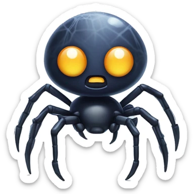 A friendly and cute spider mascot for Data Crawl, a web scraping and AI startup. The spider should have a cheerful face and a non-threatening appearance. It should have a sleek, futuristic design with some elements representing technology and data. sticker