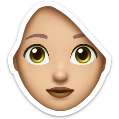 girl with long straight brown hair big green eyes and plump pink lips sticker