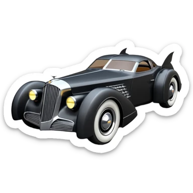  the animated series aerodynamic opulent dark knight futuristic concept Batmobile loosely based on 1936 cord 812 Cadillac(flat long straight faceted mechanical body) winged stealthy street hot rod  sticker