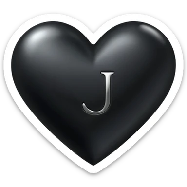 A black heart with the letter "J" in the middle in a pretty font sticker