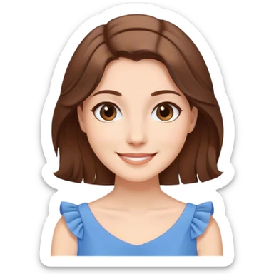 Cinematic Radiant Belle Portrait Emoji, rendered in a realistic, vector style with clean proportions. Show Belle with a warm, welcoming smile, delicate fair skin, and elegantly styled brown hair, wearing her timeless blue dress. The image radiates a soft, enchanting glow, high shine, and is enhanced by a soft glowing outline that accentuates her gentle charm. sticker