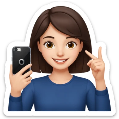 happy and energetic Brunette Girl taking selfie with her phone sticker