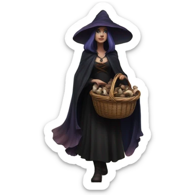 the morrigan walking in the woods with wisdom about mushrooms sticker