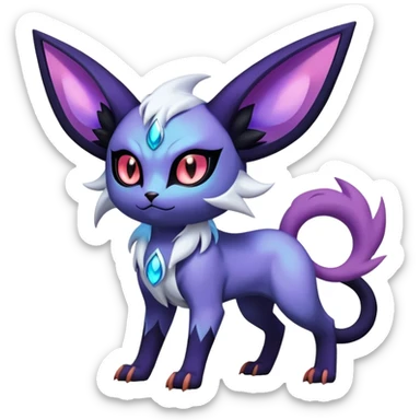 Shiny Exotic Badass Mystical Mysterious Gothic Espeon-Absol-Litten-Pokémon-Fakémon-hybrid-creature (full body) sticker