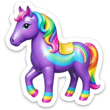  Lisa Frank style  vinyl fat horse toy figure  sticker