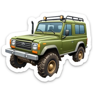 An icon showing an off-road vehicle driving through muddy terrain, inspired by Expeditions: A MudRunner Game. The design features splashing mud, rugged tracks, and dynamic movement, symbolizing the challenge of navigating tough landscapes. Transparent background sticker