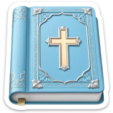 a pastel baby blue and silver bible glowing  sticker
