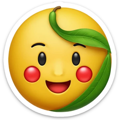 Crear un emoticón que tenga que ver con una variedad de Cambures , y que la paleta de colores sea la siguiente: Rojo Carmín, Amarillo, Amarillo Crema y Verde Pasto sticker