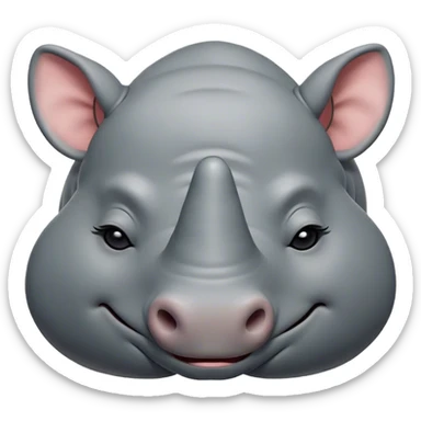 Meme-Worthy Cute Sleeping Rhinoceros Portrait Emoji, Head resting peacefully with a contented smile, showcasing a massive, robust build and a luxuriously soft slate-gray hide, eyes shut in a serene, restful nap, Simplified yet hilariously adorable features, highly detailed, glowing with a soft, drowsy light, high shine, relaxed and utterly lovable, stylized with an air of playful laziness, bright and heartwarming, soft glowing outline, capturing the essence of a comically sleepy rhinoceros, so meme-worthy it feels like it could instantly become the next viral sensation of adorable slumber! sticker