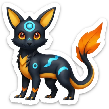 Shiny Cute Spooky Helioptile-Heliolisk-Umbreon-Charmeleon-Fakémon-hybrid-creature (full body)  sticker