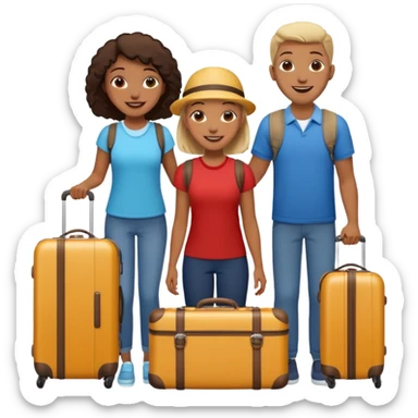 3 persons going on holiday vacation, group travel sticker